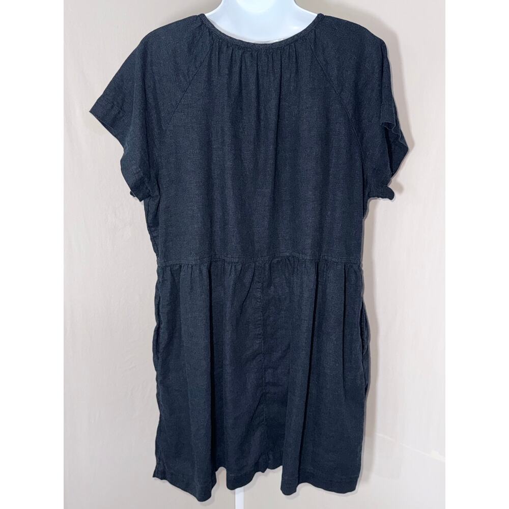 Universal Thread Black Linen Blend Split Neck Babydoll Tunic Blouse XL - Picture 6 of 9